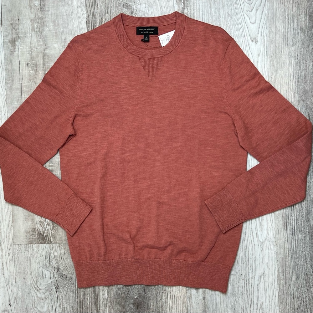 Banana Republic Men's Crewneck Sweater Size M Rust organic Cotton